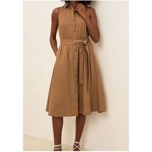 Pact Sunset Sleeveless ShirtDress Brown Sugar Organic Cotton Size XXS NWT